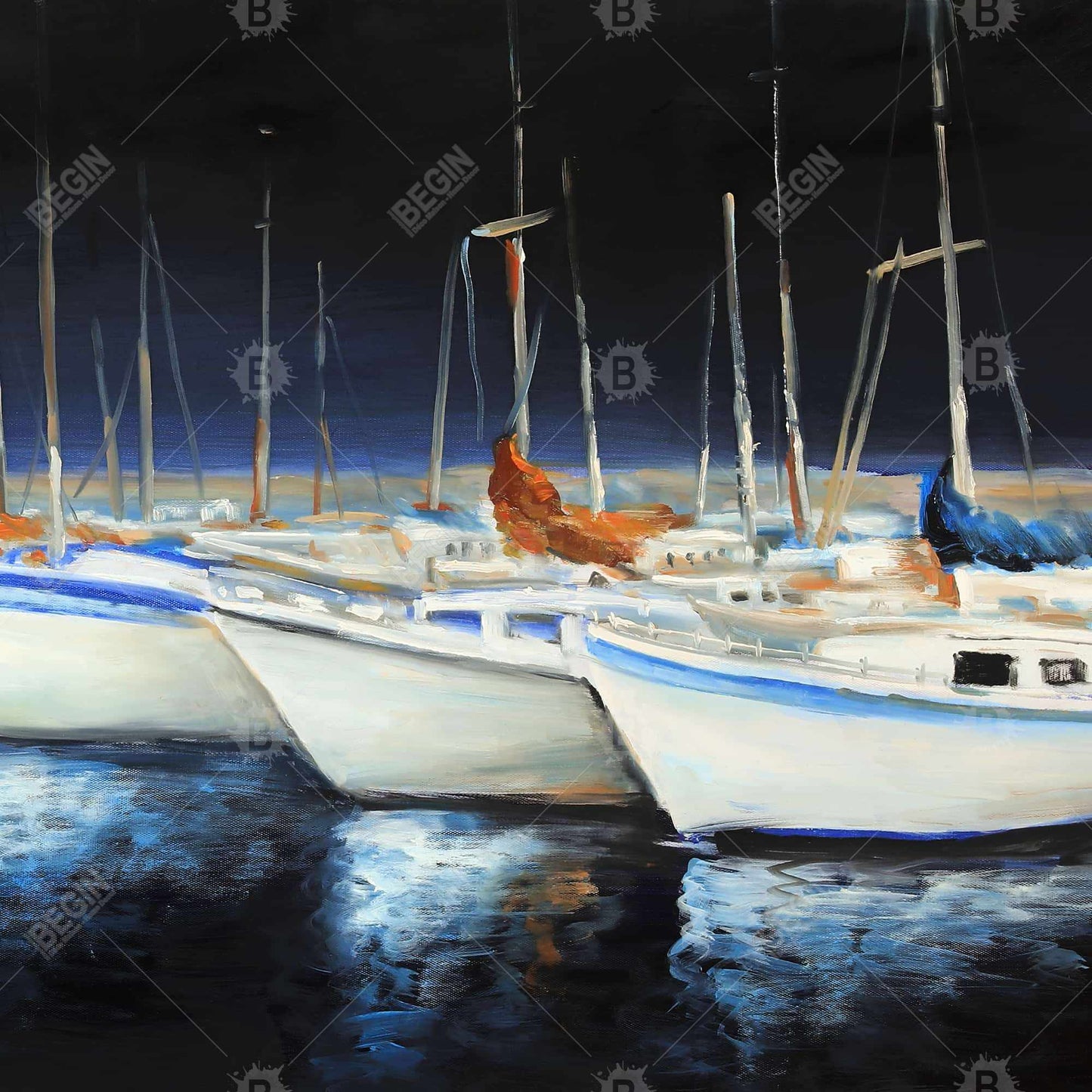 Orange Boat Metal Print - Fishing Boats at the Marina Decor