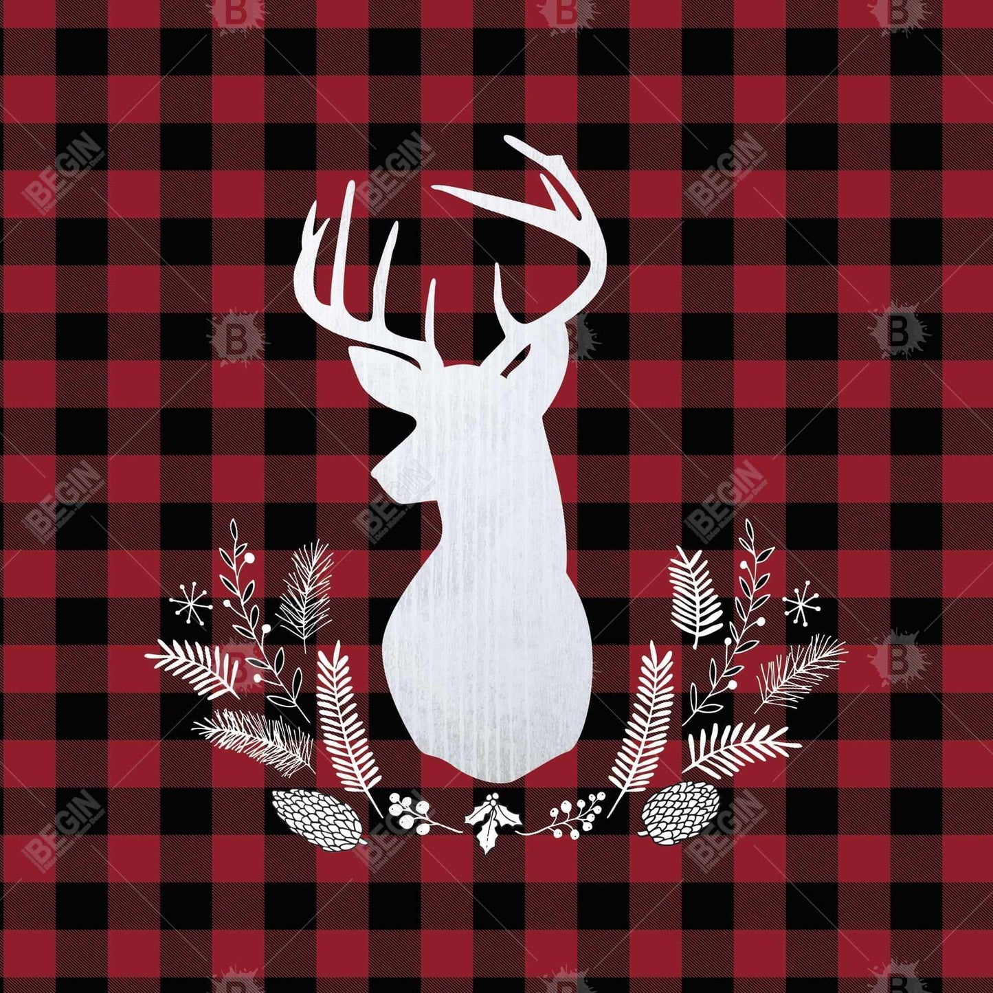 Décoration de cuisine encadrée à motif écossais de cerf rustique