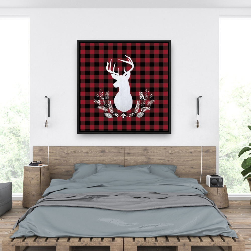 Décoration de cuisine encadrée à motif écossais de cerf rustique