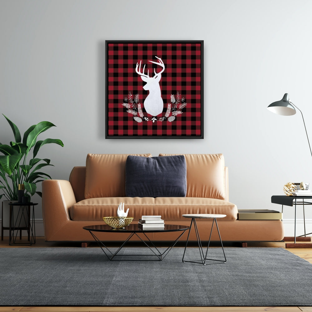 Décoration de cuisine encadrée à motif écossais de cerf rustique