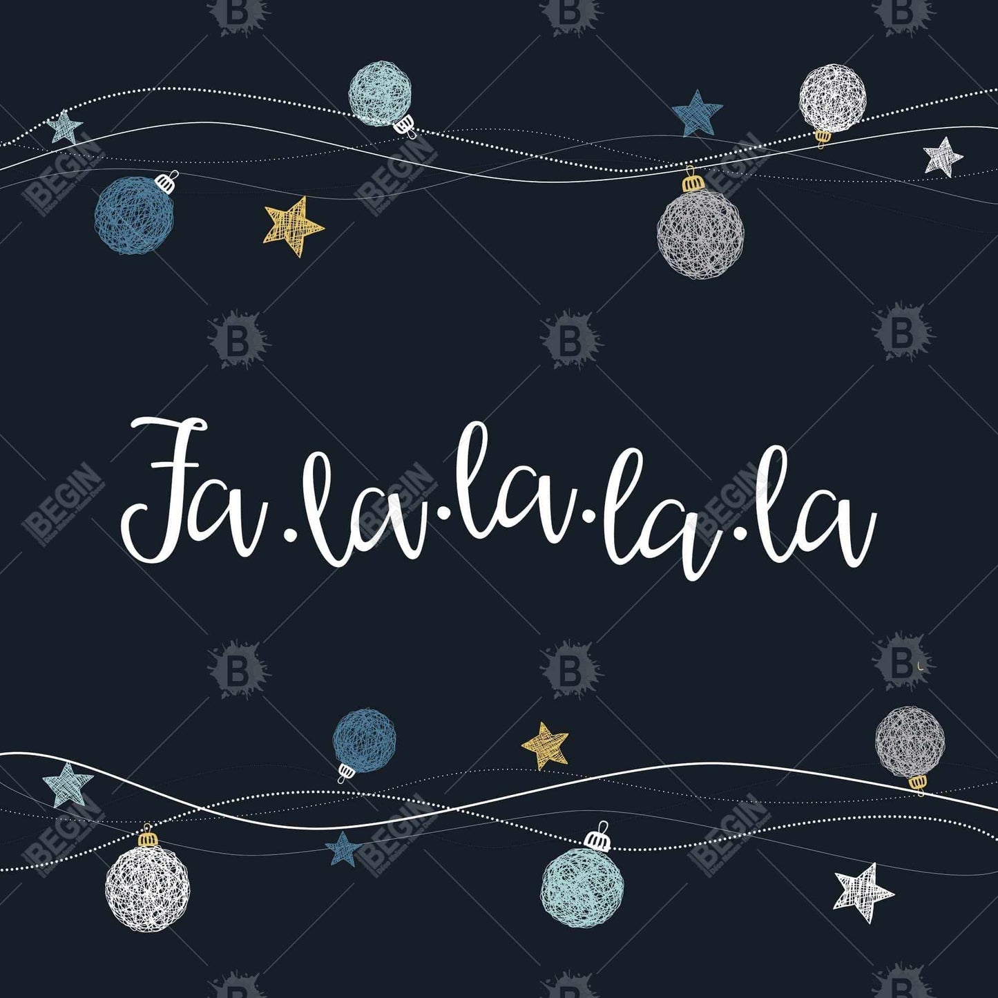 Toile vectorielle de boules de Noël – Art encadré bleu pour le salon