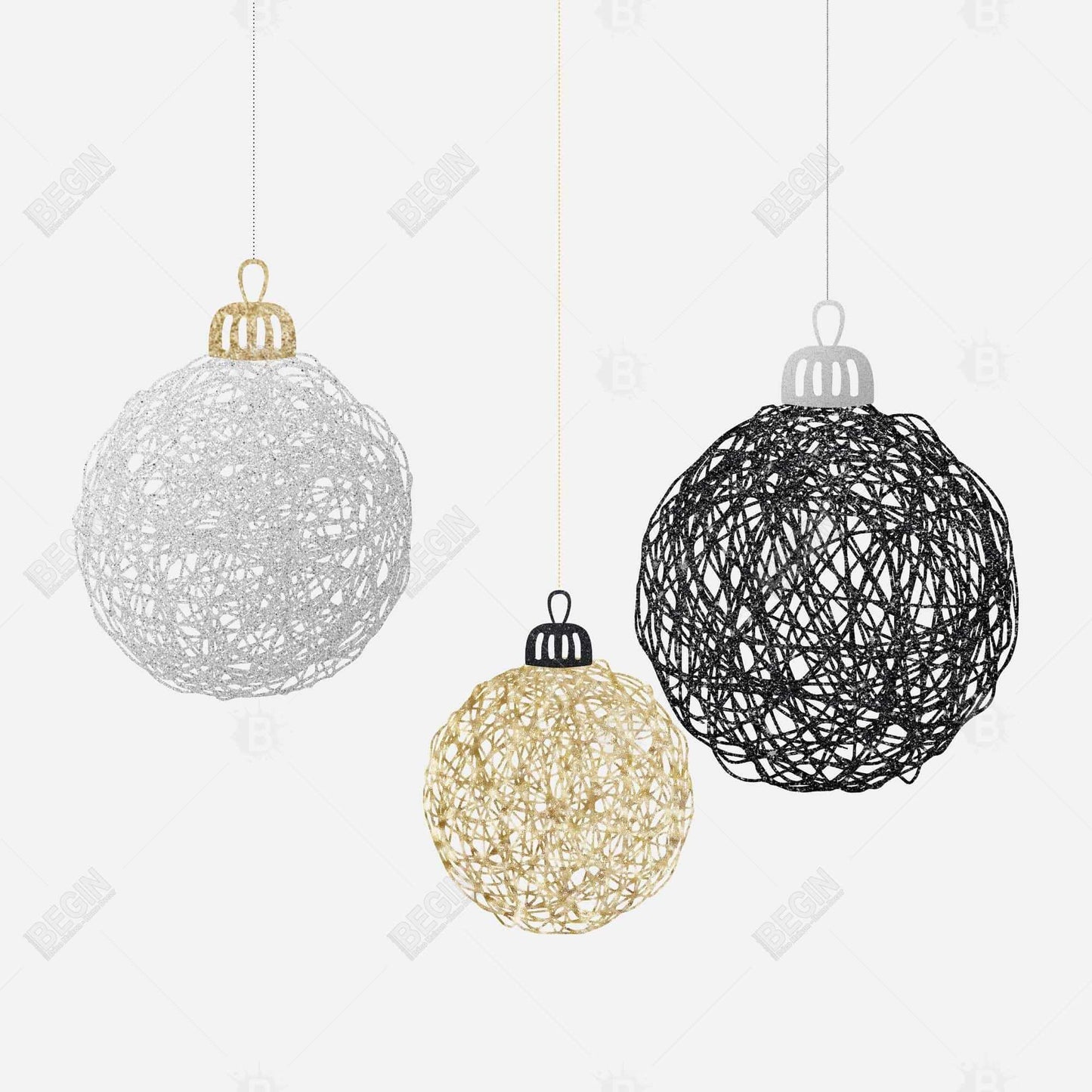 Three Christmas Balls Canvas - Modern Bedroom Decor Wall Art