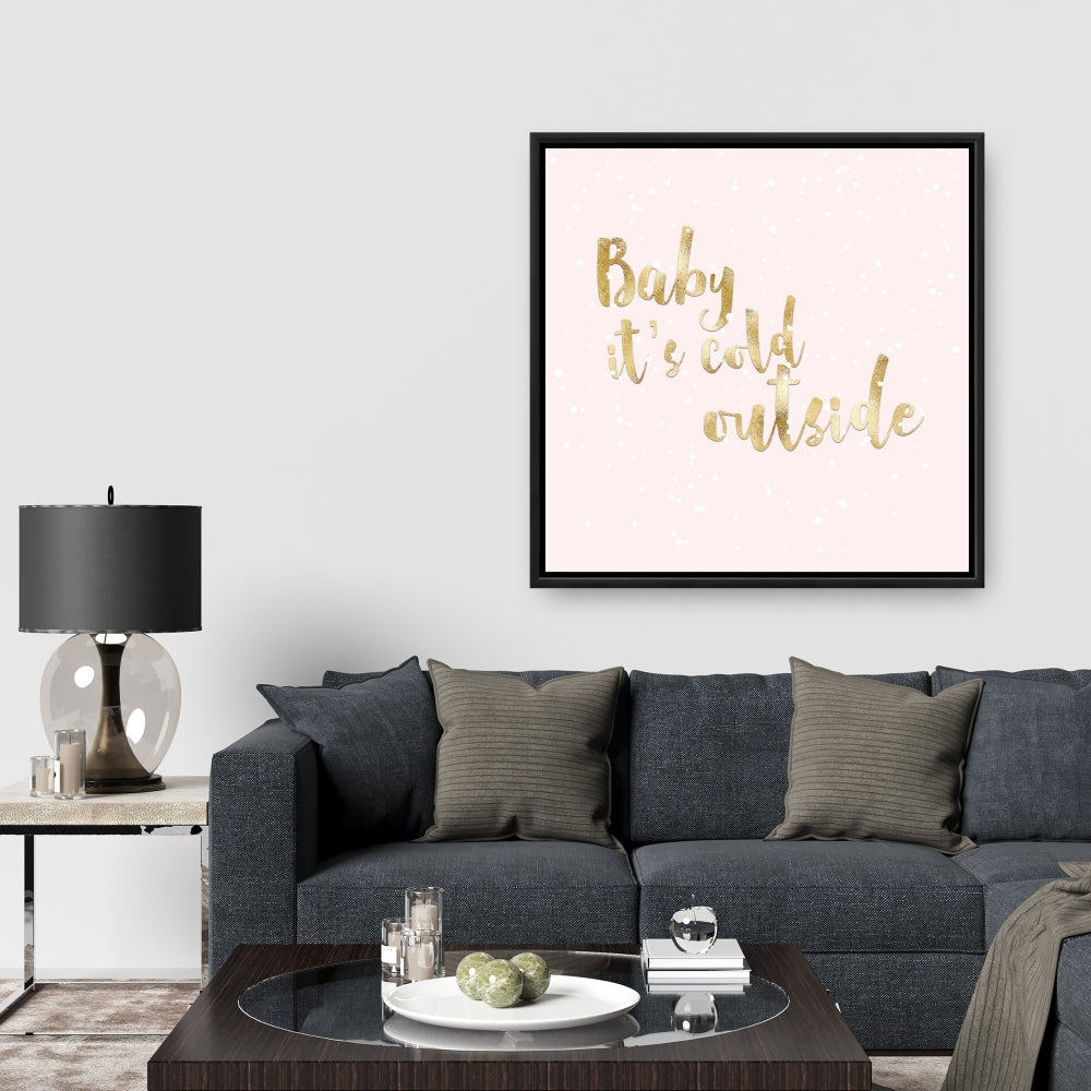 Toile encadrée rose « Bébé, il fait froid dehors » | Décoration d'intérieur