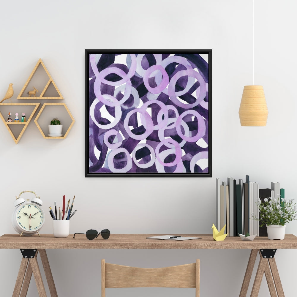 Anneaux violets abstraits | Toile encadrée pour décoration d'intérieur