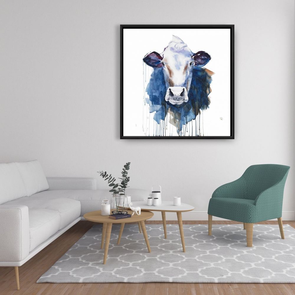 Toile aquarelle représentant une vache – Décoration d'intérieur