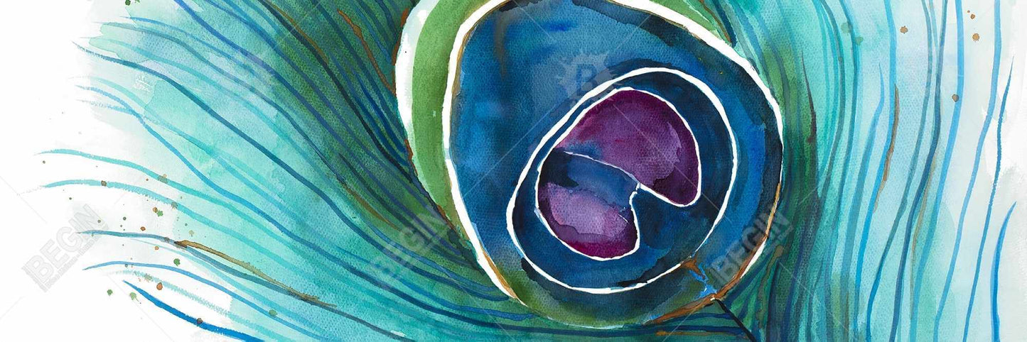 Peacock Feather Closeup Canvas | Bohemian Bird Blue Decor