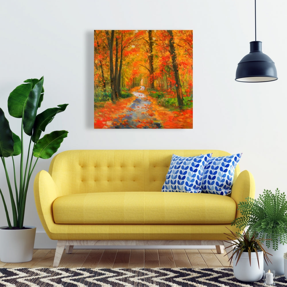 Autumn Trail Canvas - Contemporary Living Room Wall Art Decor