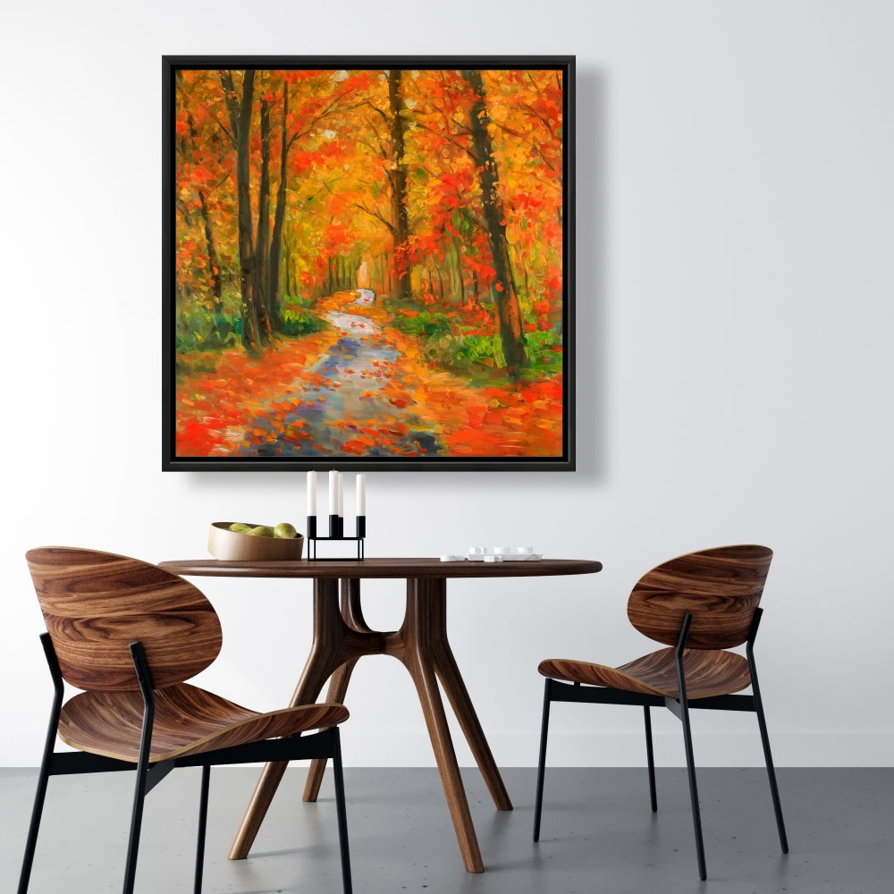 Autumn Trail Framed Canvas | Trees Livingroom Home Decor