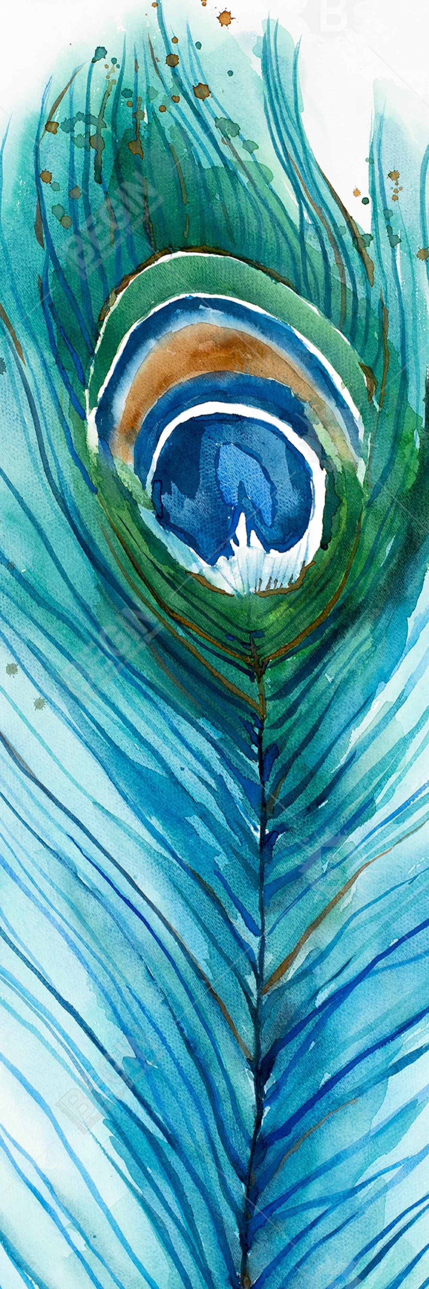 Blue Romantic Long Peacock Feather Canvas | Animal Home Decor