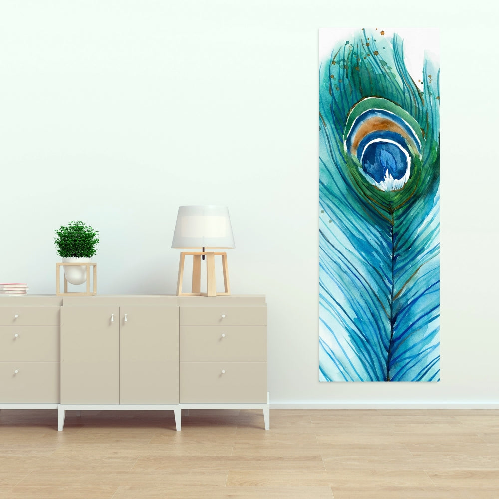 Blue Romantic Long Peacock Feather Canvas | Animal Home Decor