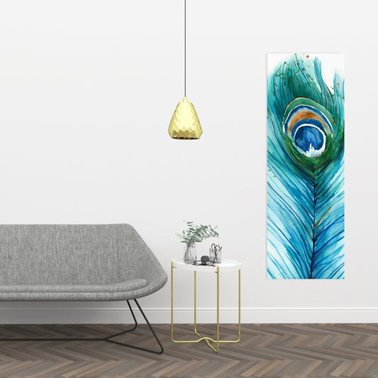 Blue Romantic Long Peacock Feather Canvas | Animal Home Decor