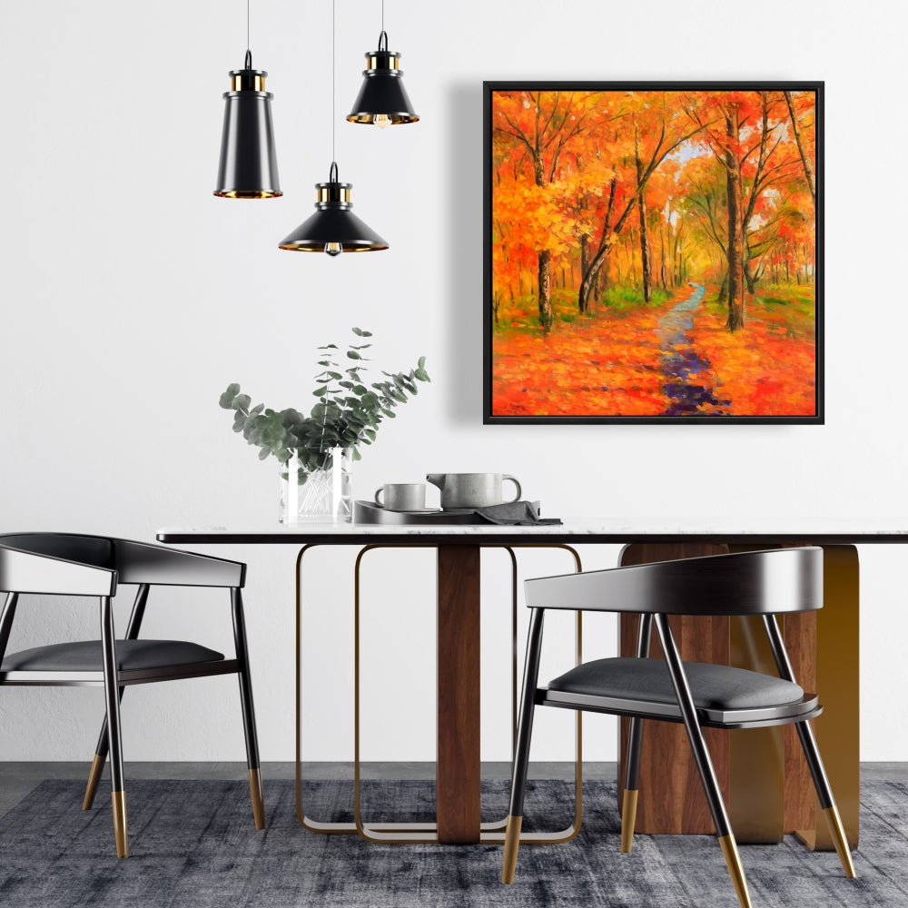 Autumn Trail in Forest Canvas | Trees Contemporary Home Decor
