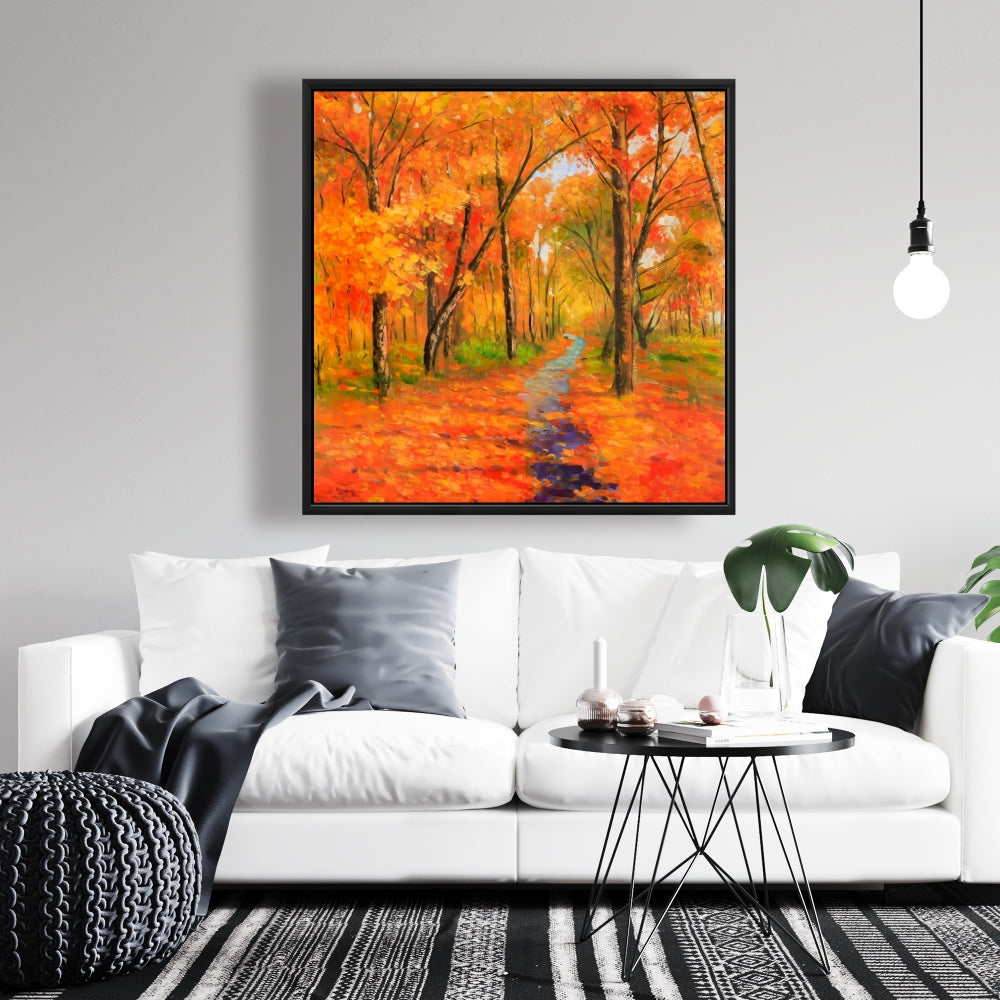 Autumn Trail in Forest Canvas | Trees Contemporary Home Decor
