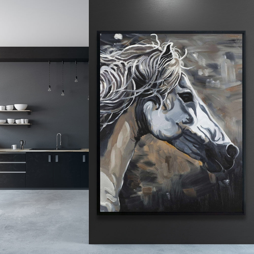 Toile Cheval sauvage | Art animalier de la ferme marron | Décoration d'intérieur