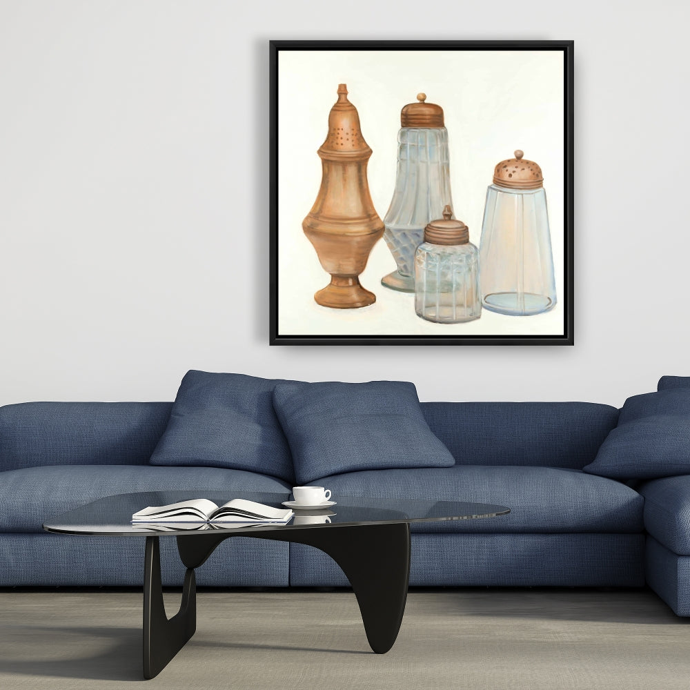 Antique Salt and Pepper Shaker Canvas | Kitchen Wall Art