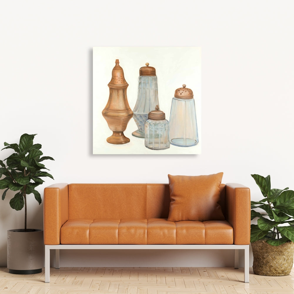 Antique Salt and Pepper Shaker Canvas | Vintage Home Decor