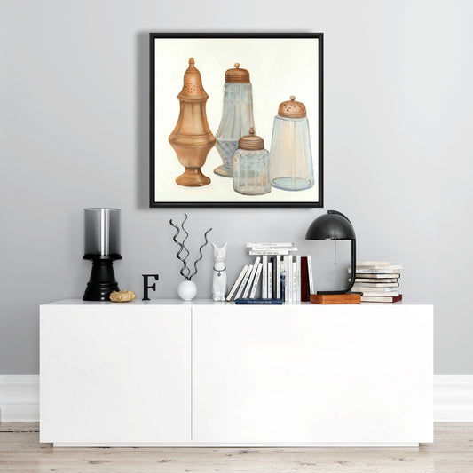 Salière et poivrière antiques sur toile | Décoration murale de cuisine