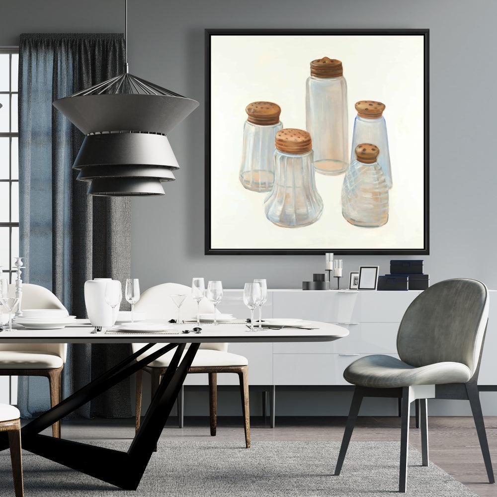 Vintage Salt and Pepper Shaker Canvas | Gray Kitchen Decor