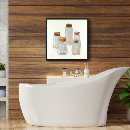 Salière et poivrière vintage en toile | Décoration de cuisine grise