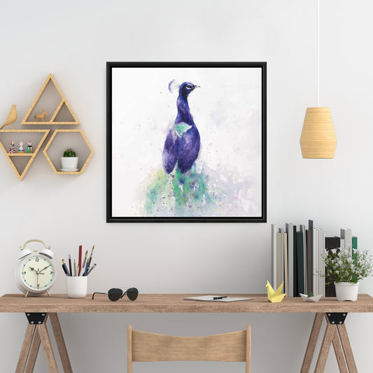 Toile encadrée représentant un paon gracieux – Décoration de chambre à coucher