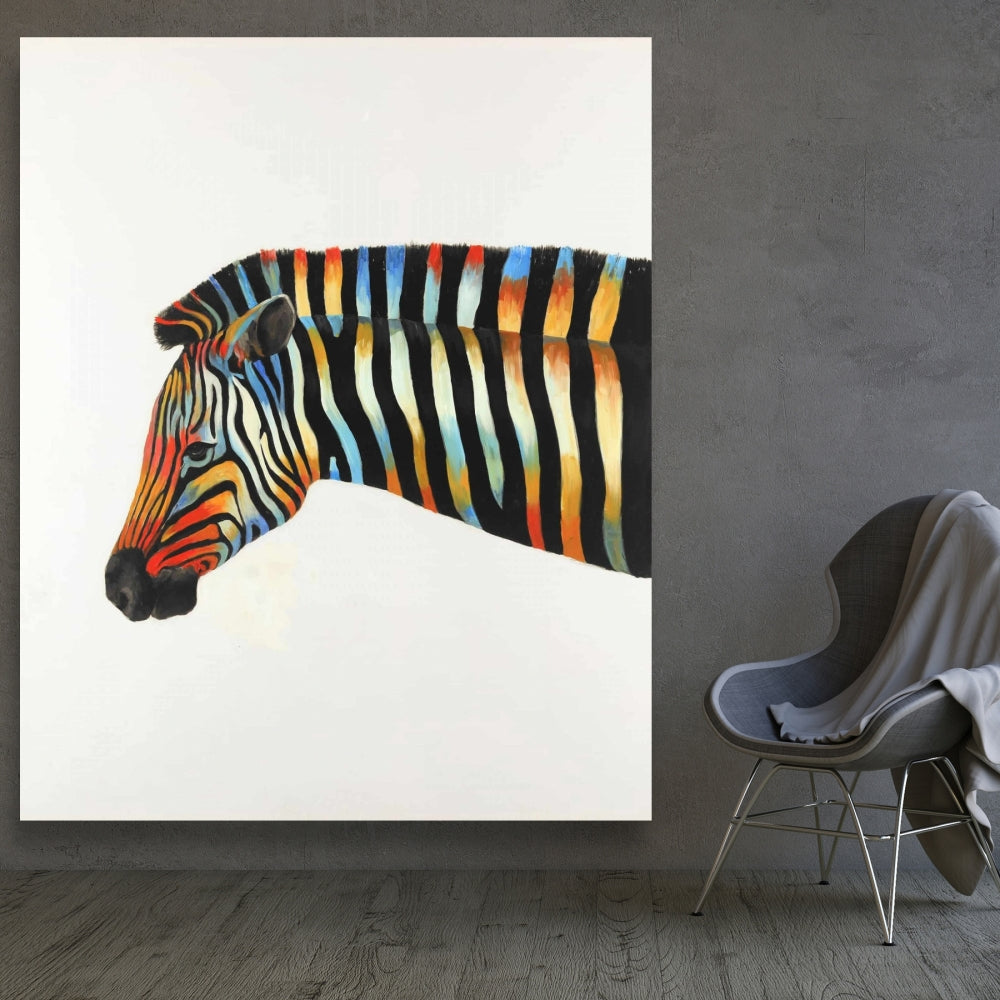 Colorful Zebra Exotic Canvas - Animal Bedroom Home Decor
