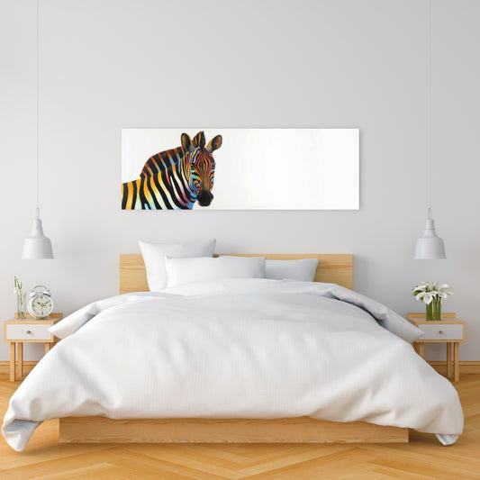 Colorful Zebra Canvas - Bedroom Wildlife Blue Home Decor