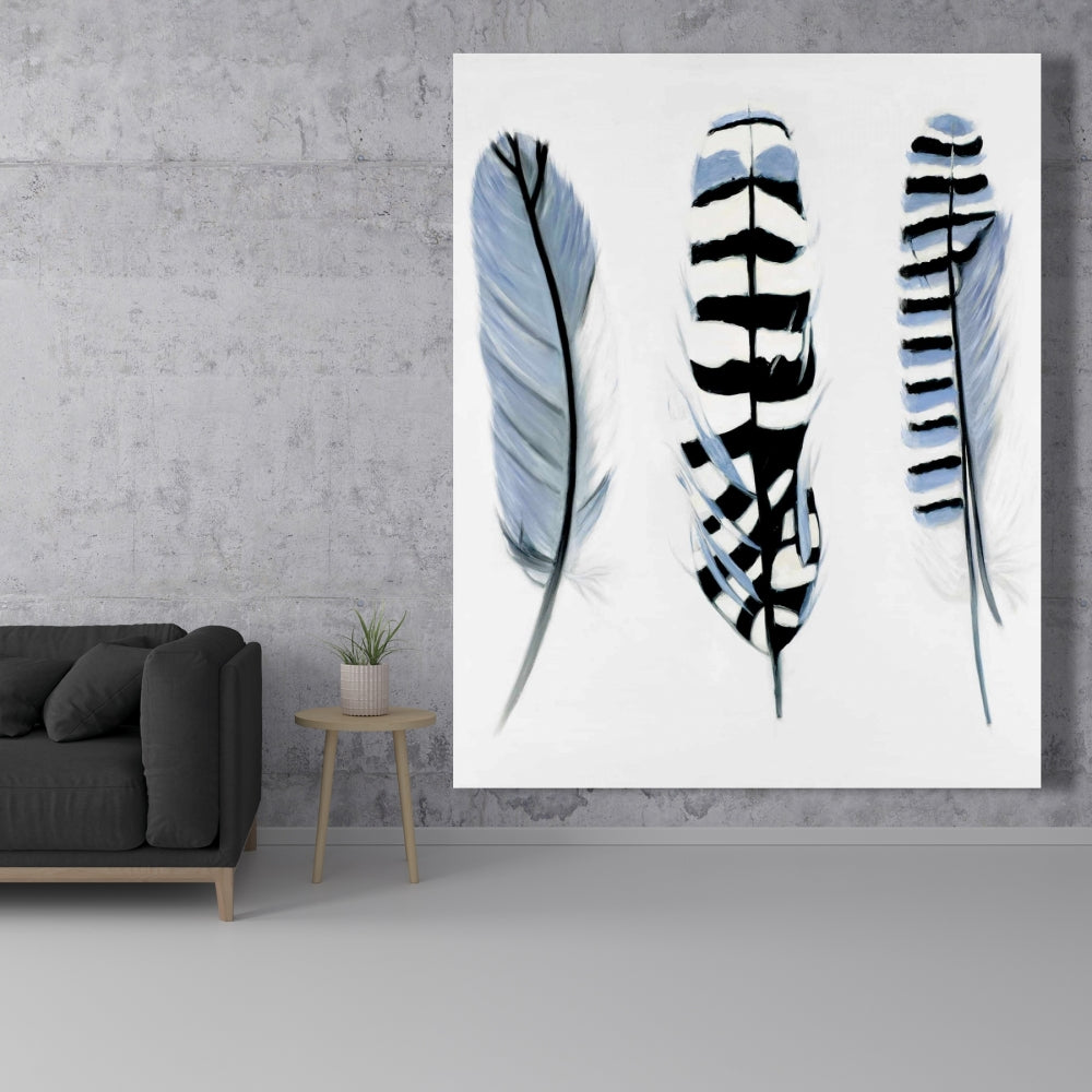 Blue Bohemian Animals Canvas - Delicate Feathers Home Decor