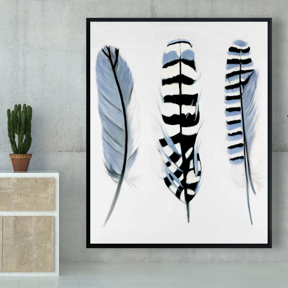 Toile encadrée « Plumes délicates » – Décoration de chambre animalière