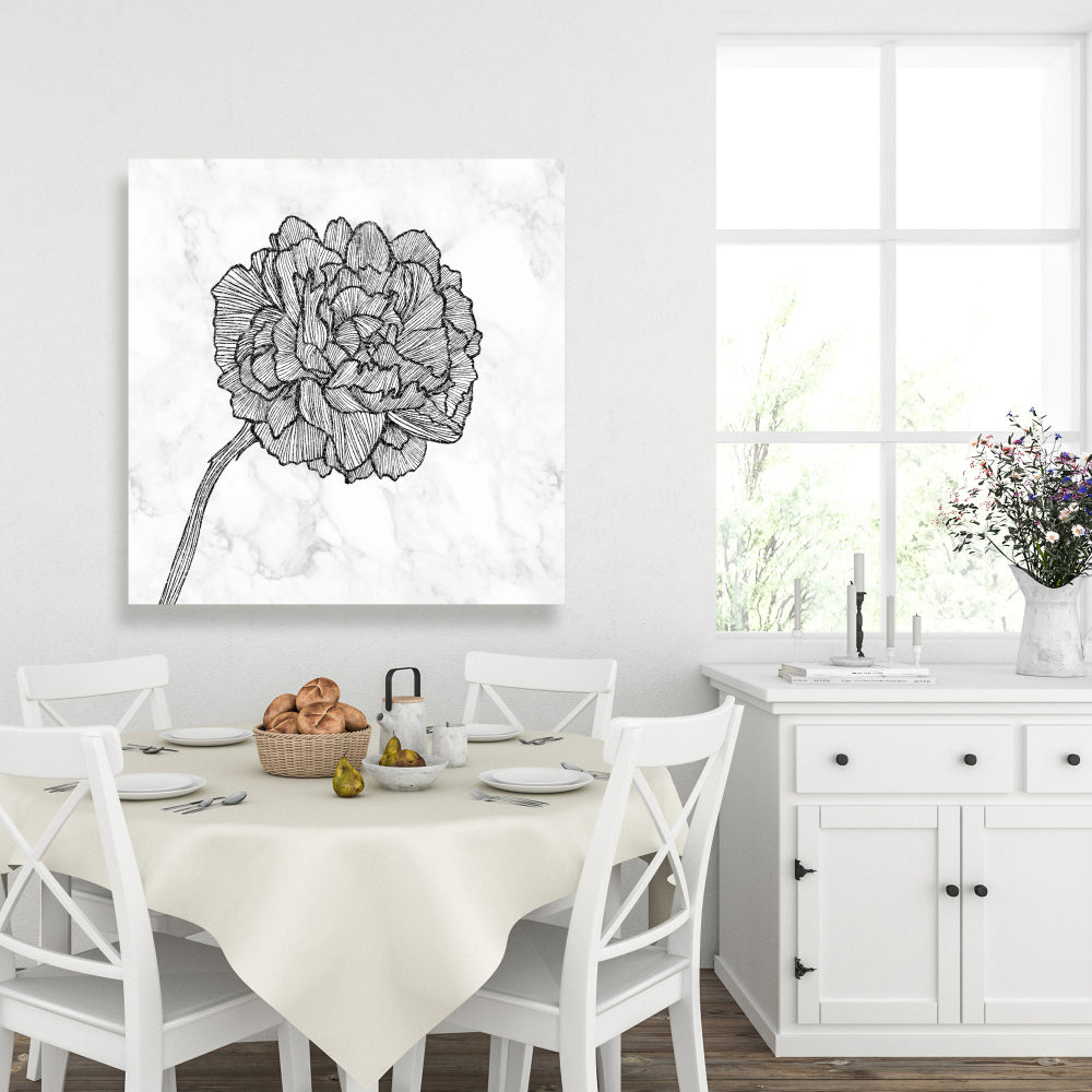 Bright Peony White Floral Canvas | Botanical Bedroom Decor