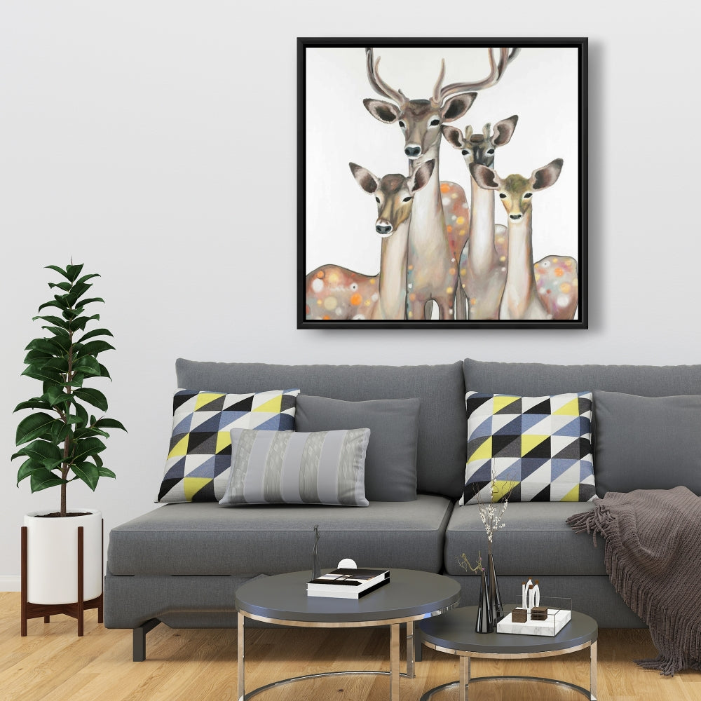 Toile « Groupe de cerfs abstraits » | Décoration murale romantique