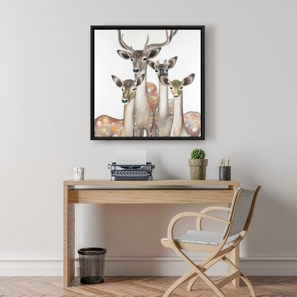 Toile « Groupe de cerfs abstraits » | Décoration murale romantique