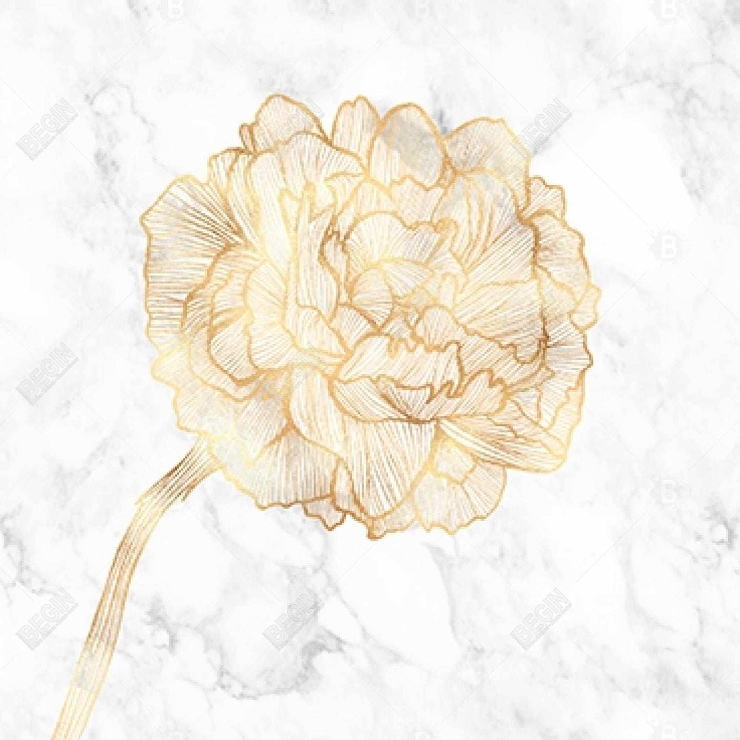 Toile florale blanche Pivoine dorée | Décoration d'intérieur et art botanique