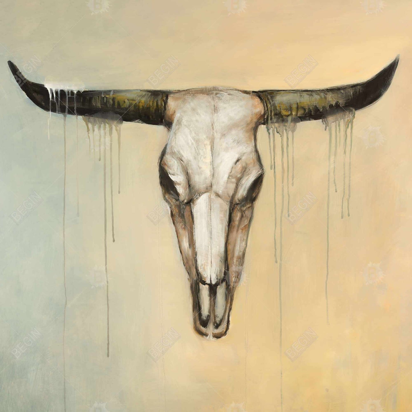 Bull Skull Farm Animal Decor | Framed Canvas for Bedroom