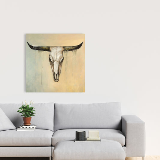 Bull Skull Canvas - Farm Animals Bedroom Decor, Home Art
