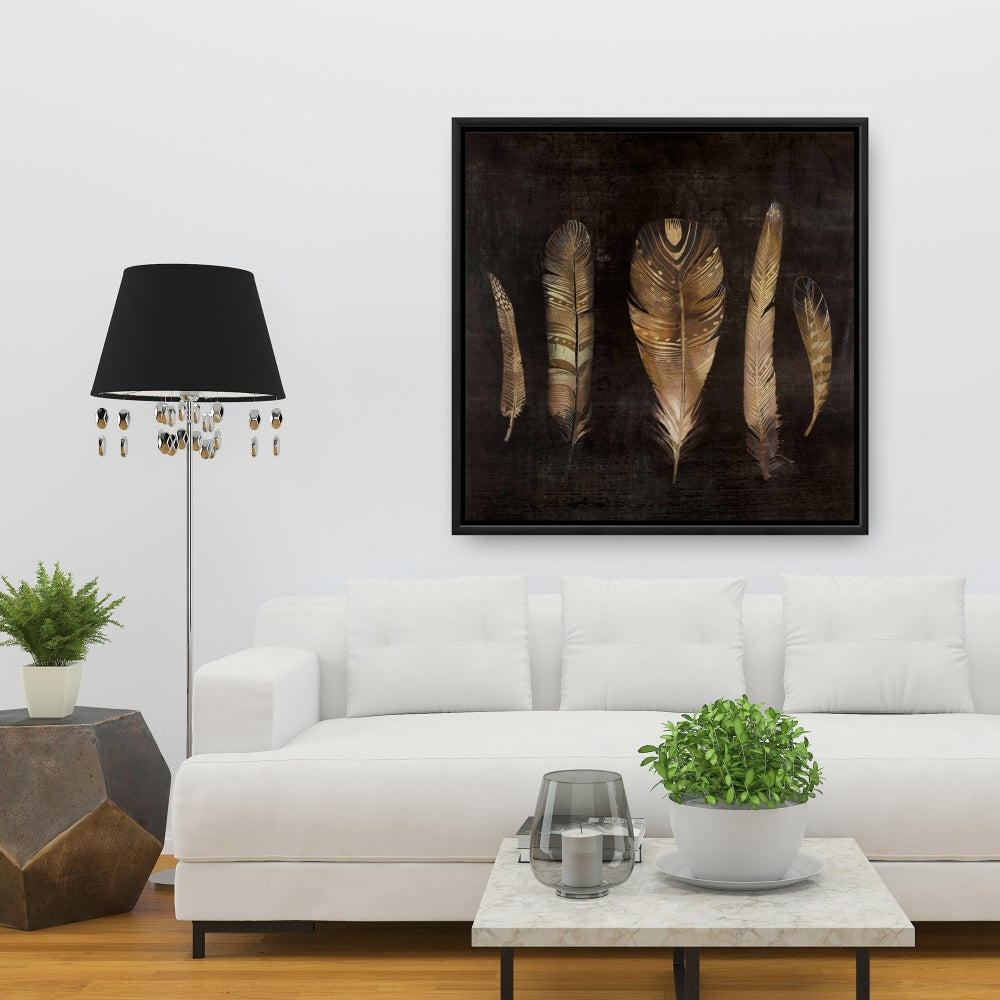 Ensemble de plumes marron | Décoration de chambre à coucher sur toile encadrée