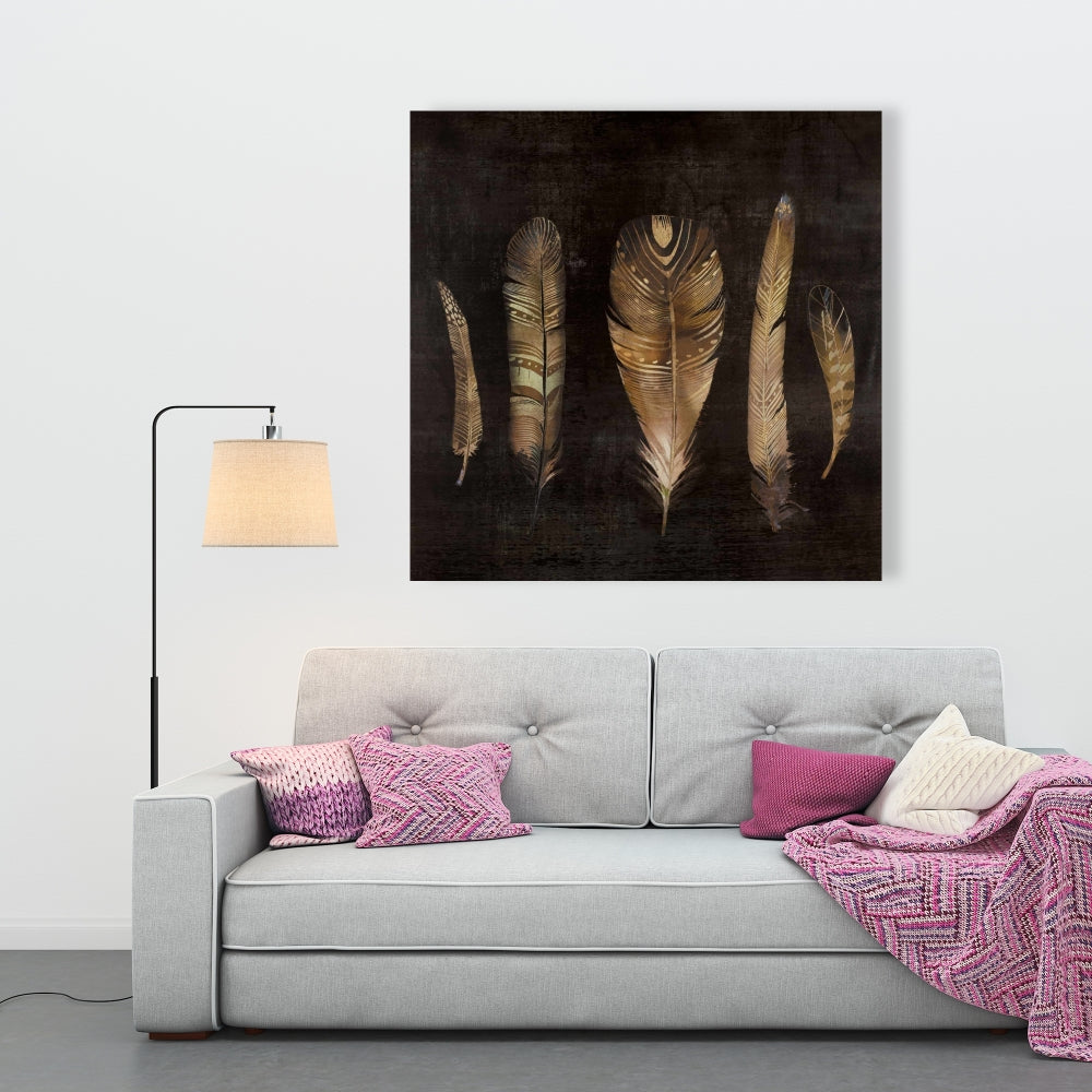 Brown Feather Set | Bohemian Canvas for Home Decor