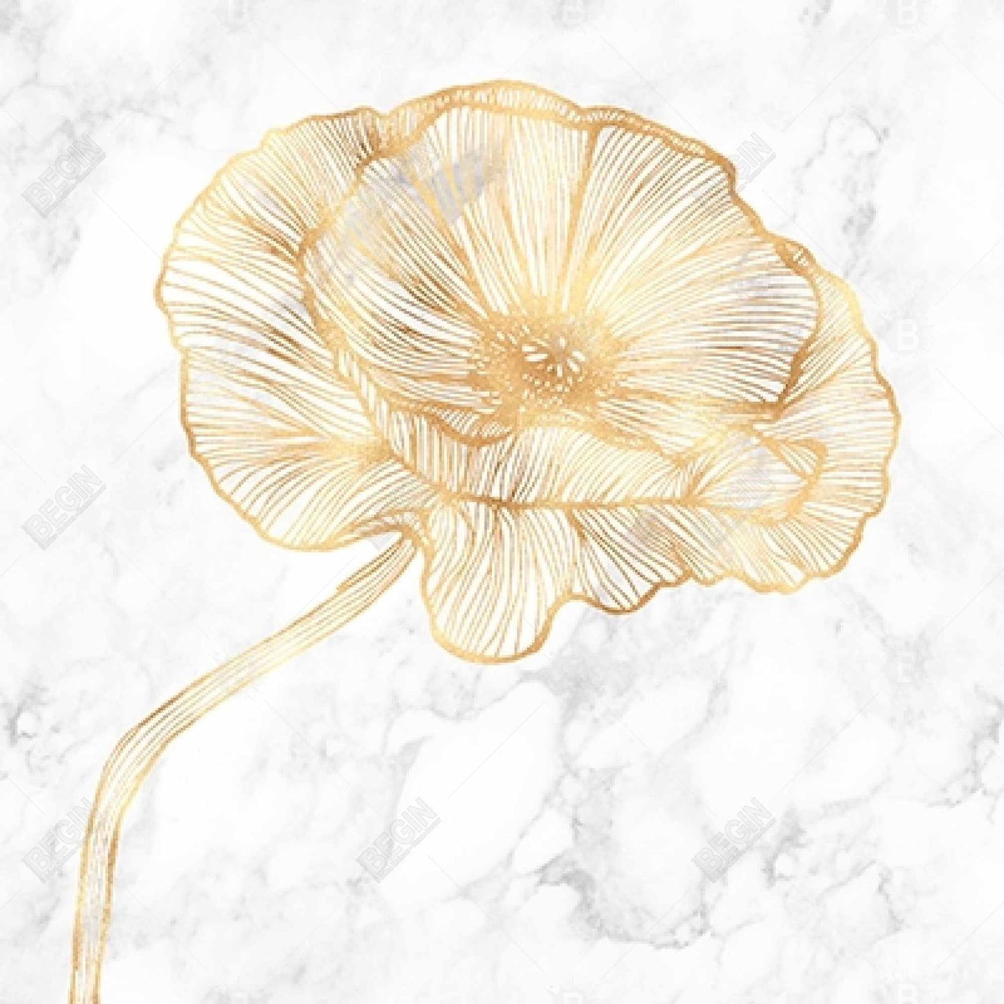 Toile de pavot doré | Décoration murale florale pour chambre à coucher