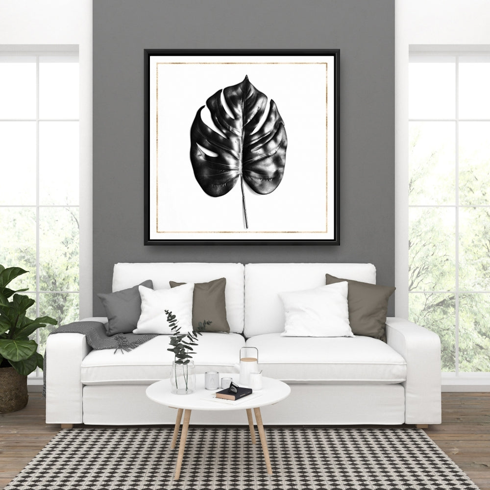Toile exotique blanche pour salon | Philodendron à feuilles fendues