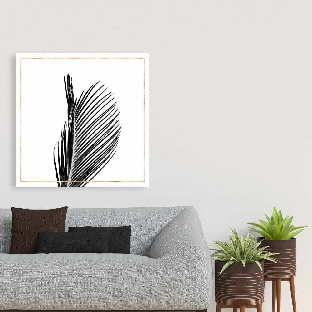 Areca Palm with Rose Line Canvas | White Floral Home Decor