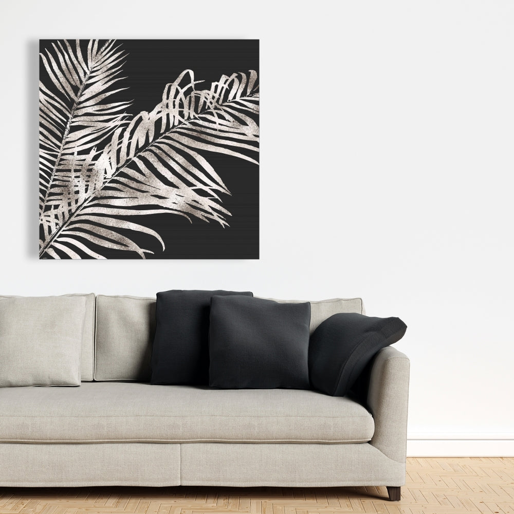 Toile botanique exotique à feuilles tropicales dorées | Décoration d'intérieur