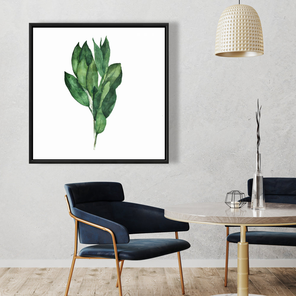 Toile encadrée « Feuilles de laurier » | Décoration de cuisine minimaliste