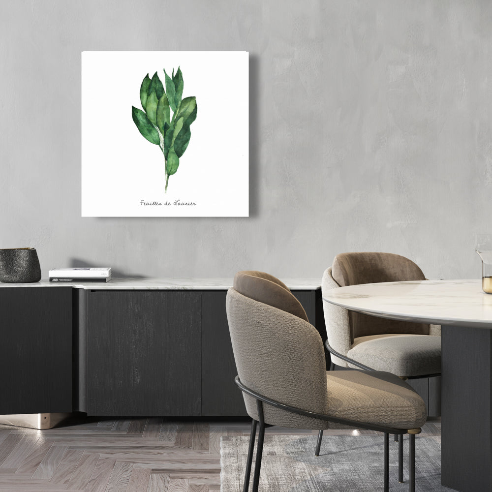 Toile décorative « Feuilles de laurier » – Décoration d'intérieur | Feuilles blanches