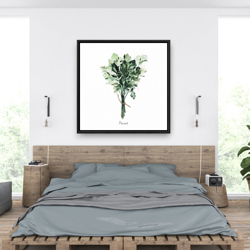 Toile « Tied Up Persil Bundle Fr » | Décoration murale de cuisine avec feuilles