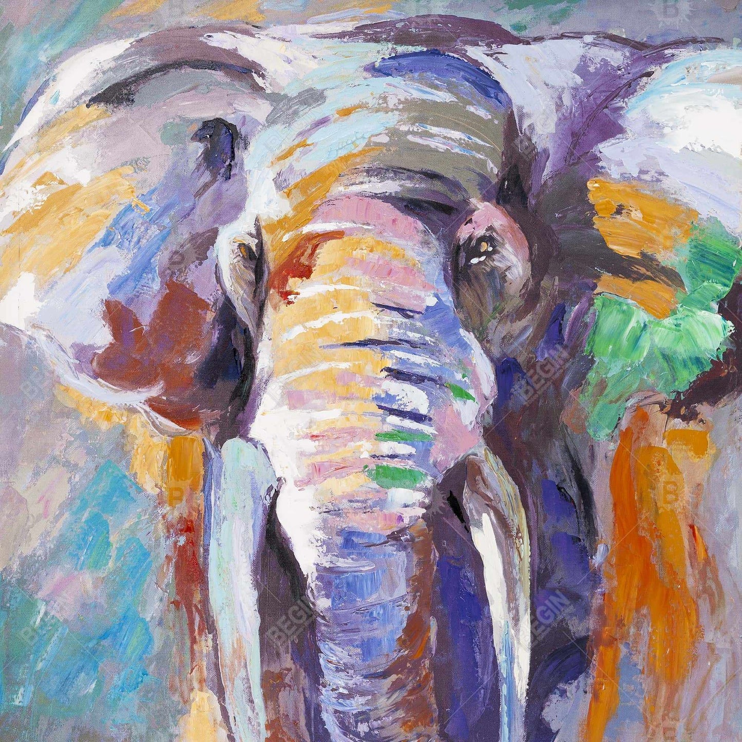 Éléphant aux couleurs pastel | Toile décorative violette pour chambre à coucher