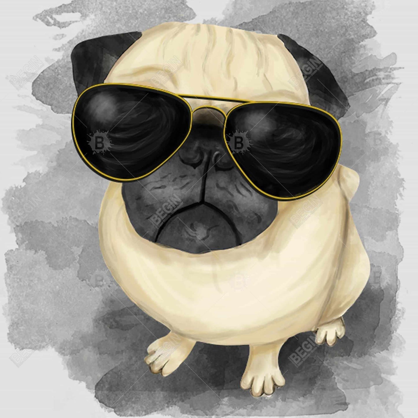 Gray Animals Canvas | Pug with Style Art for Home Decor