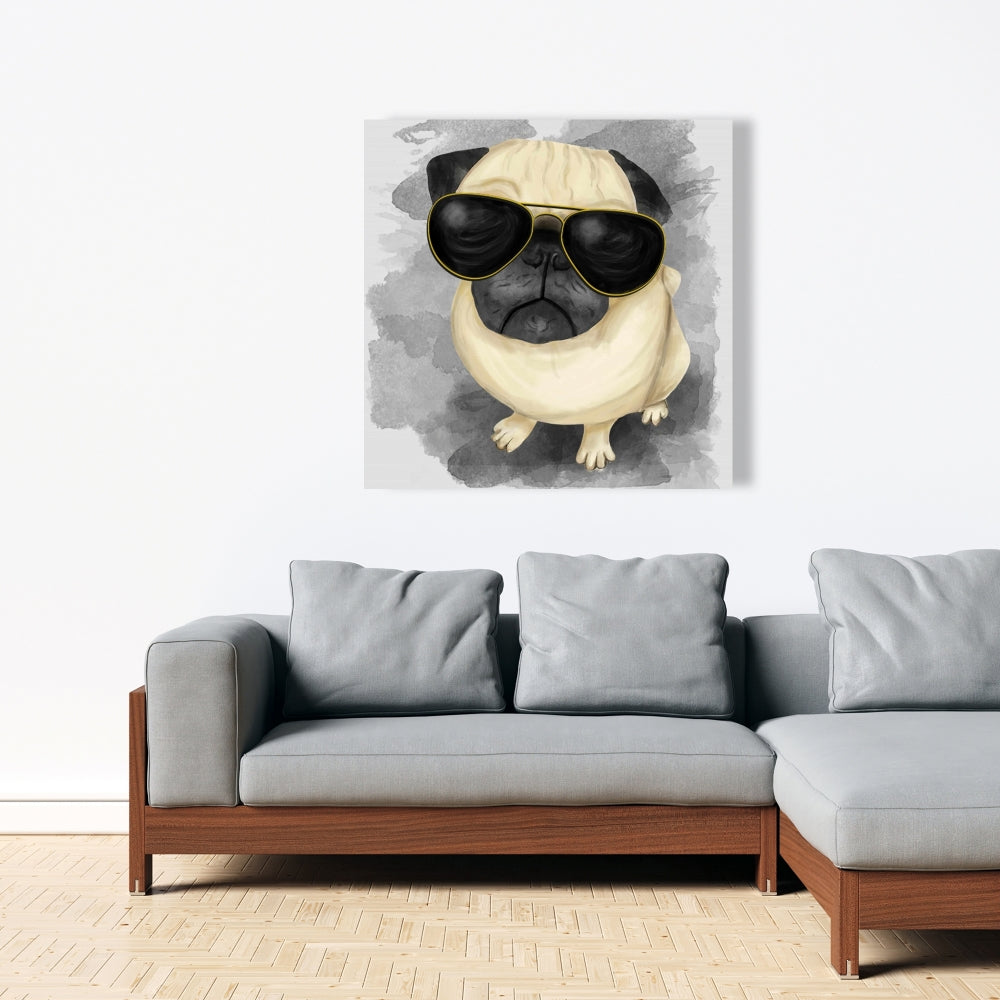 Gray Animals Canvas | Pug with Style Art for Home Decor