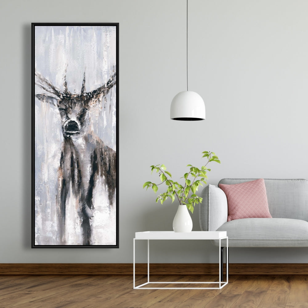 Toile encadrée « Cerf abstrait hivernal » | Décoration d'intérieur et de chambre