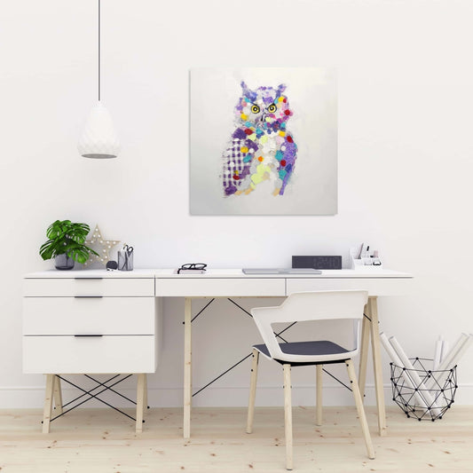 Toile texturée abstraite représentant un hibou | Décoration d'intérieur