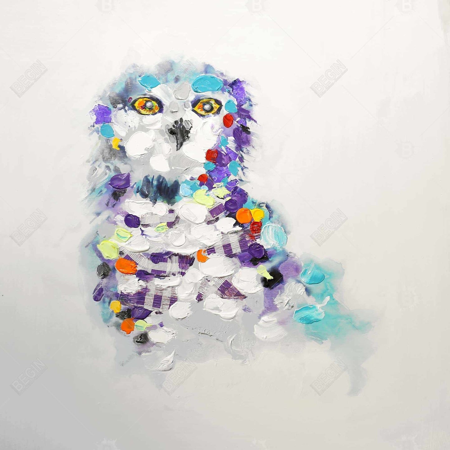Abstract Owl Canvas - Purple Contemporary Bird Art Decor