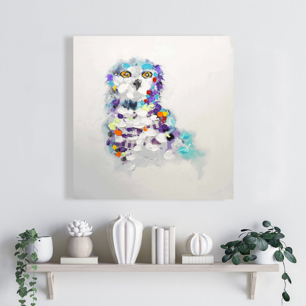 Abstract Owl Canvas - Purple Contemporary Bird Art Decor